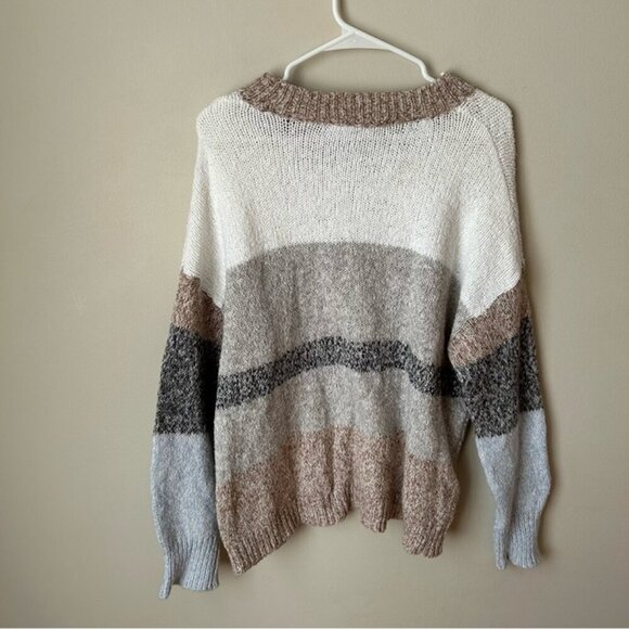 Workshop Republic Clothing Gray Cream Crewneck Long Sleeve Sweater Size Medium - Picture 5 of 6